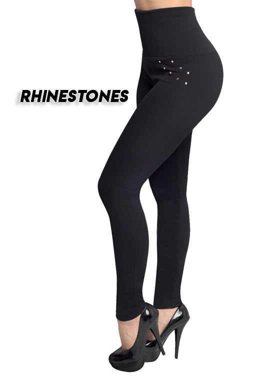 High-waisted Tight Pants Tummy Control Zipper Leggings for Women Seamless Breech with Diamond-studded Pants