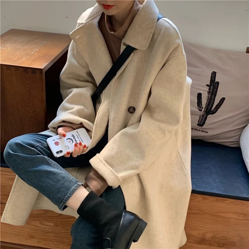 Popular Mid-length Loose All-match Small Woolen Coat