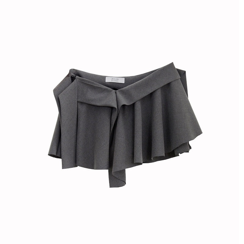 Dark Gray Vertical Cut Irregular Skirt