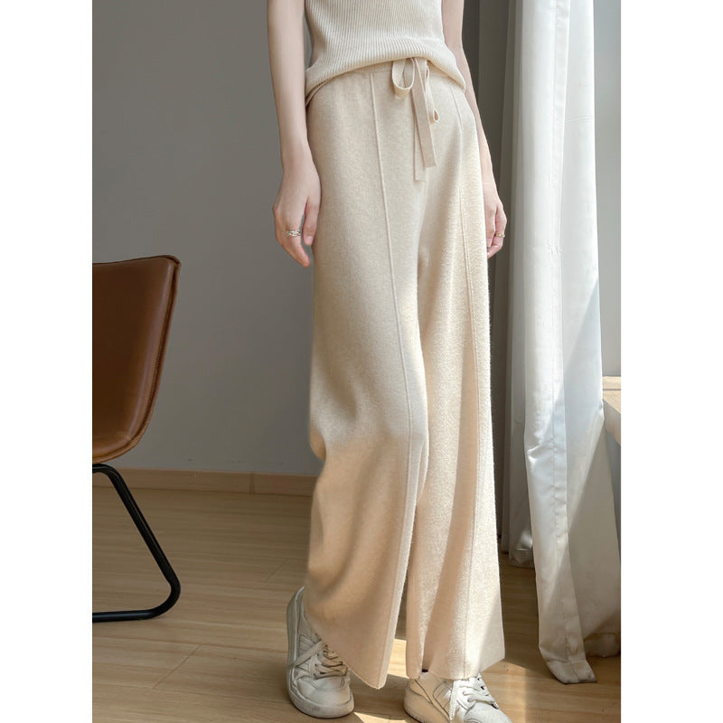 Autumn And Winter New High Waist Loose And Slimming Knitted Trousers