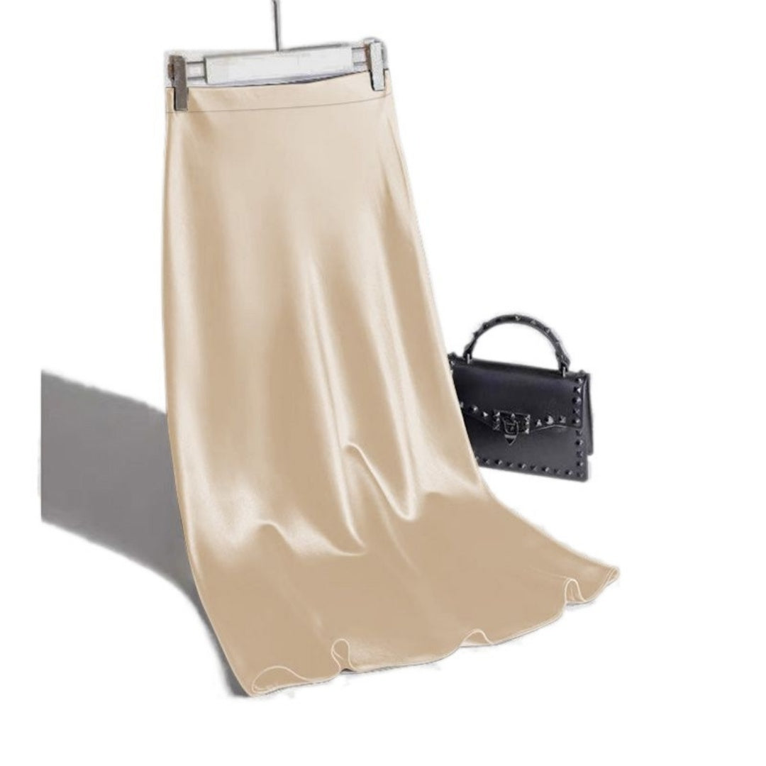 Plus Size Slimming Silky Satin Straight Skirt