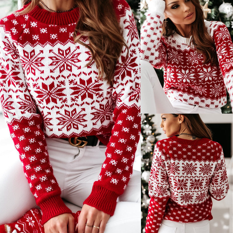 Christmas Elk Long Sleeve Knitted Sweater