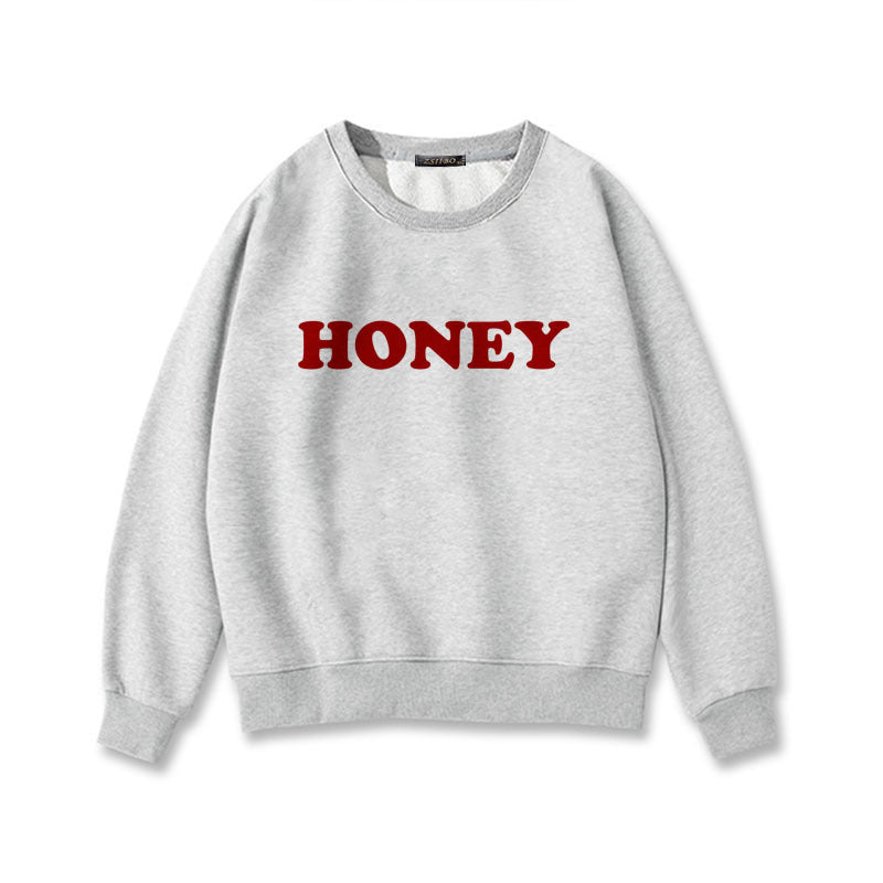 Honey Print Hoodies Winter Women