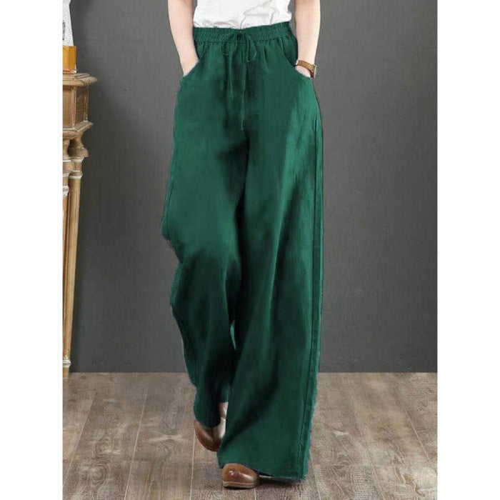 Linen Fabric Women's Wide-leg Pants Casual Yoga