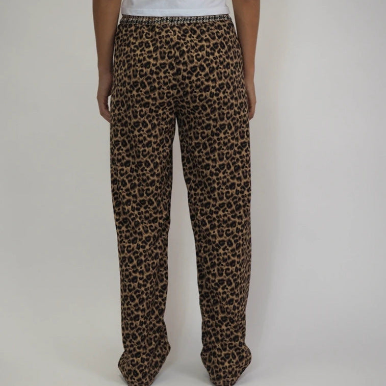 Leopard Print Commuter Elegant High Waist Loose Casual Pants