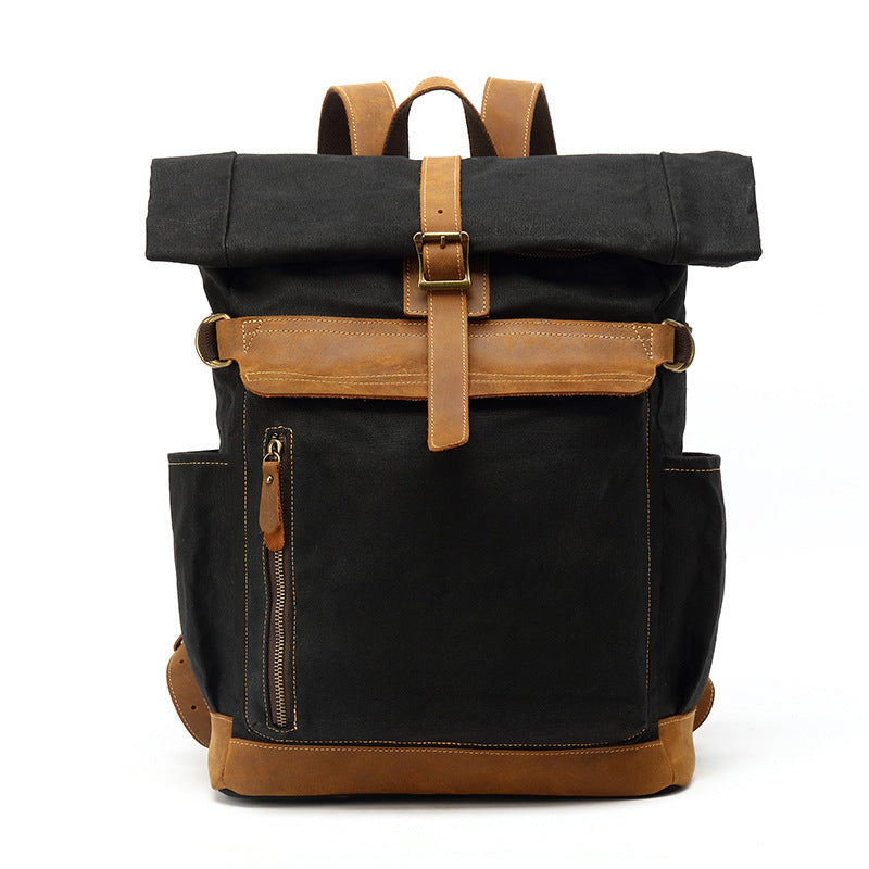 Backpack Crazy Horse Leather Leisure Travel Bag Men's Backpack Oil Wax Handheld Canvas Computer