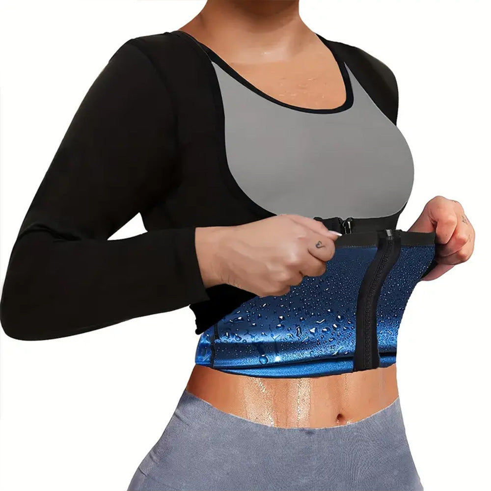 Waist Girdling Belly Contraction Tight Sportswear Long-sleeve Zipper Women's Tops