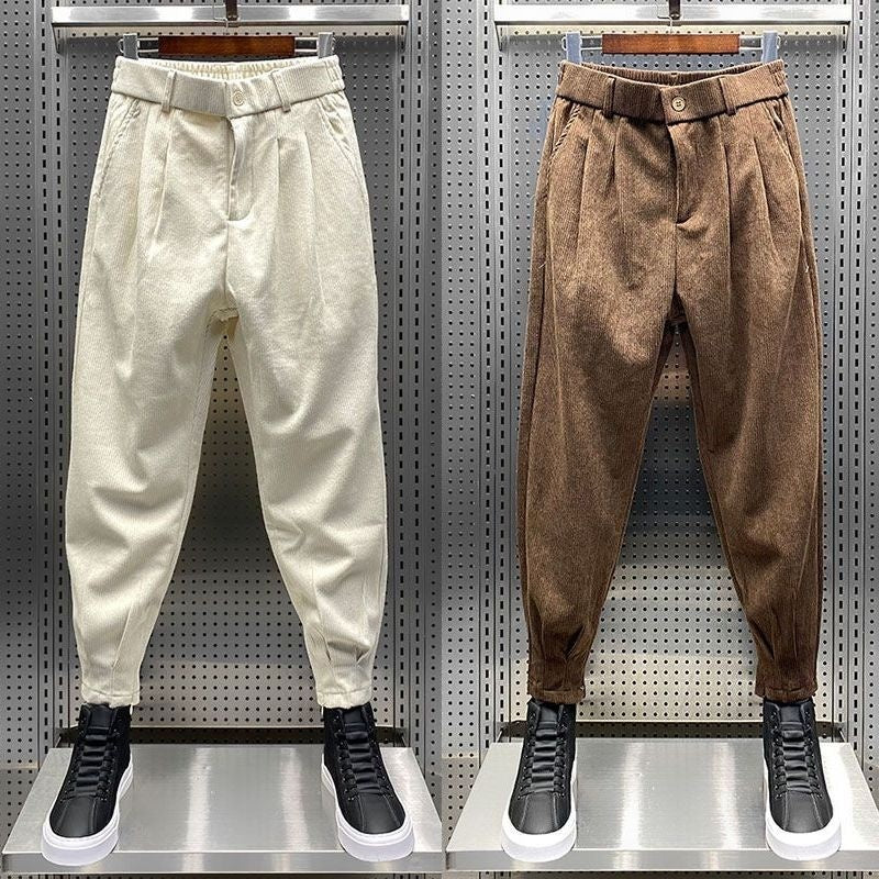 Fleece-lined Thickened Ankle-length Pants Male