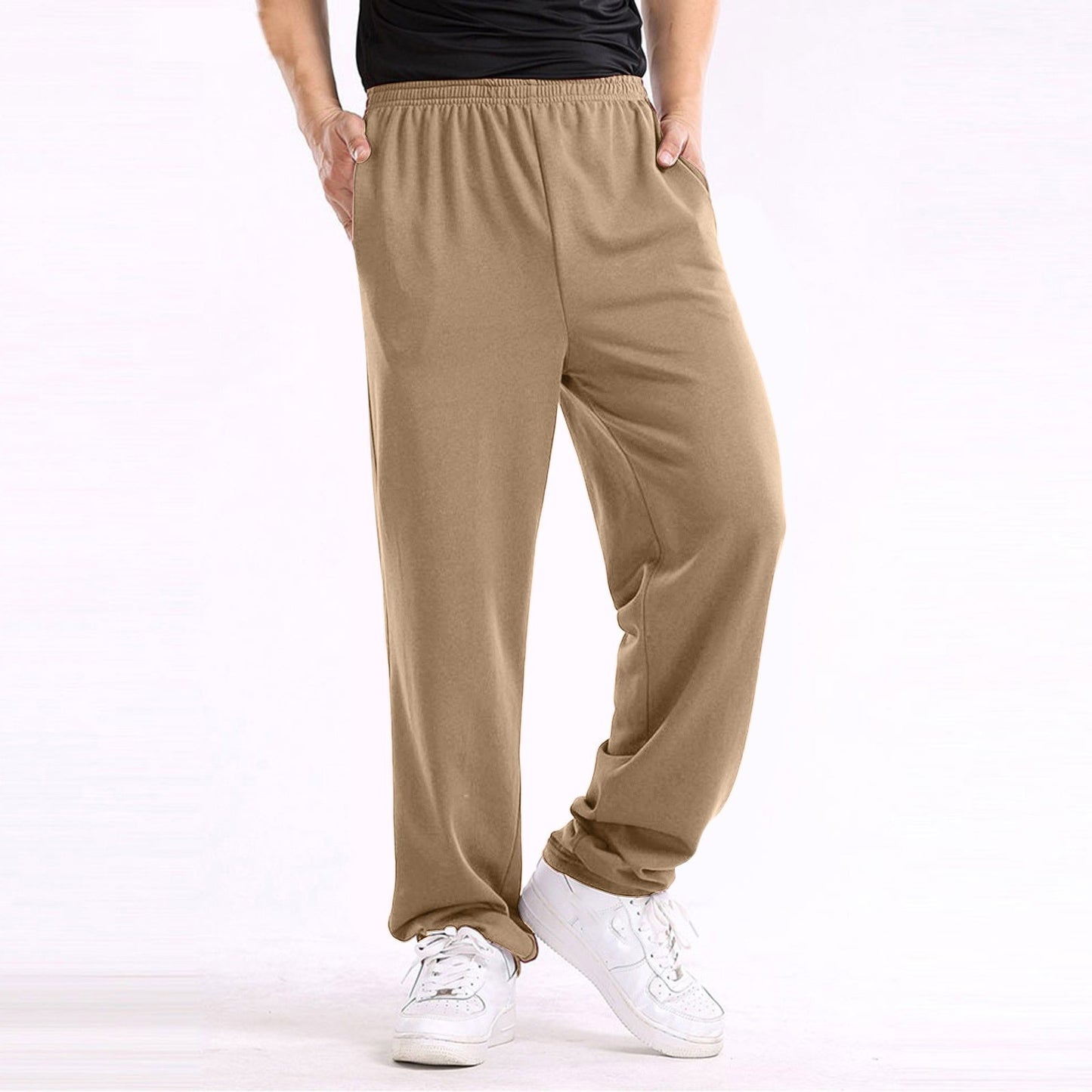 Casual Trousers Men's Home Straight Sweater Solid Color Loose Trousers