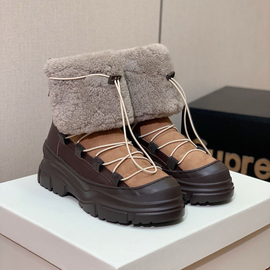 European And American Winter Fur Ankle Boots For Women