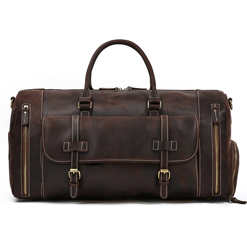 Fashion Vegetable Tanned Leather Travel Bag Men