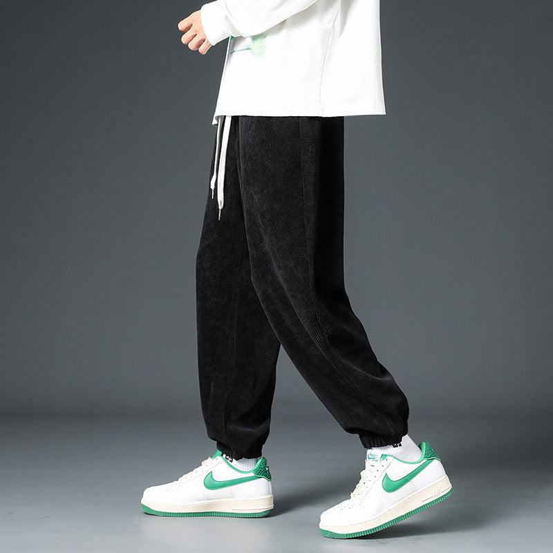 Men's Corduroy Leisure Tappered Loose Track Pants