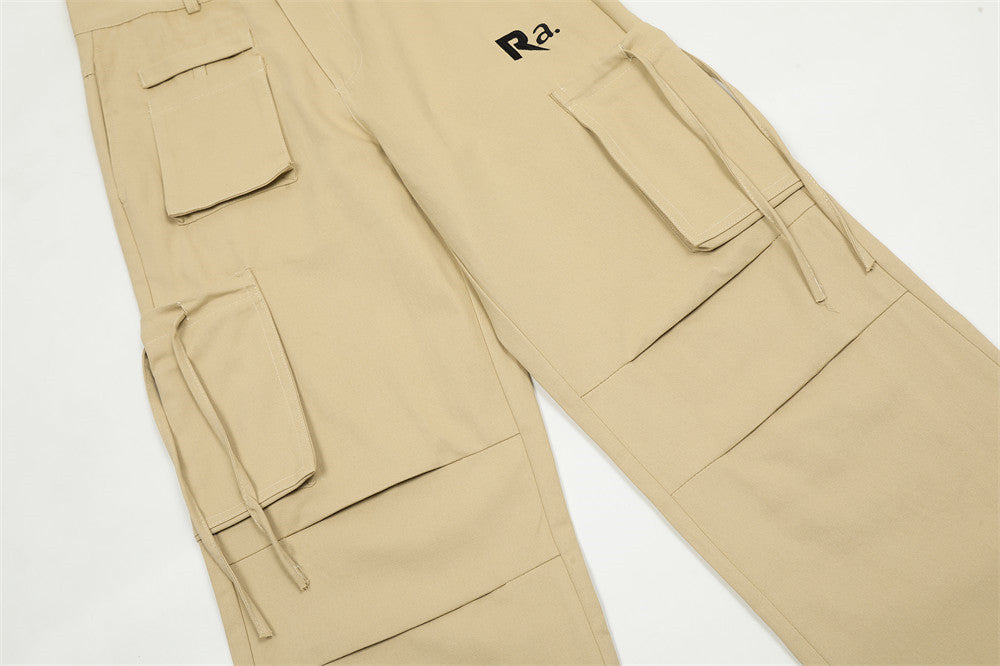 Multi-pocket Straight Cargo Pants Men's Loose