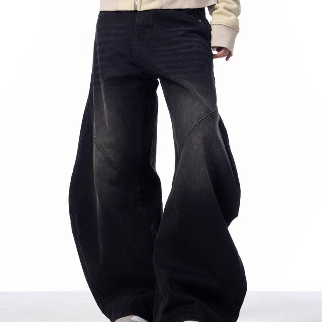 Retro Black Jeans Women's Straight Loose Wide-leg Pants