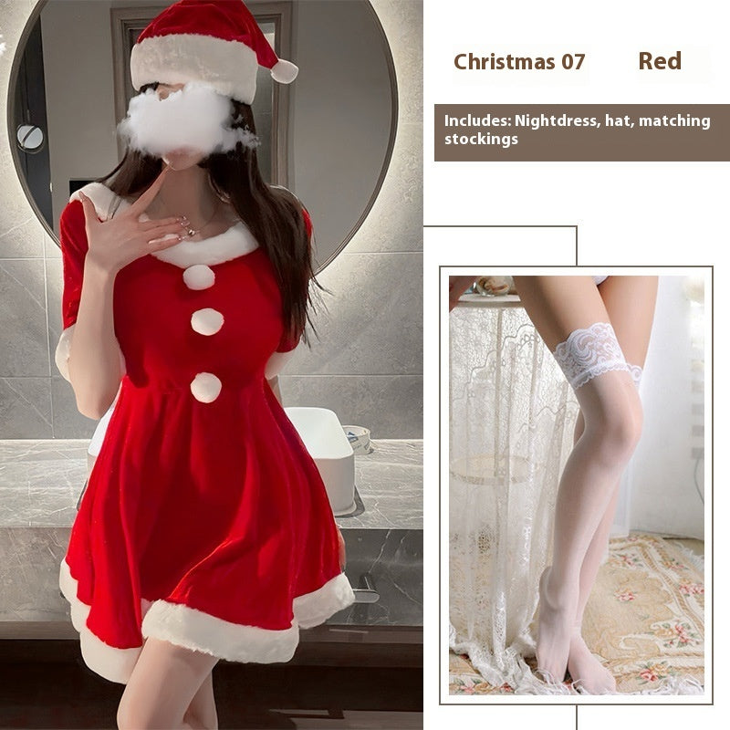 Christmas Festival Uniform Red Velvet Christmas Dress