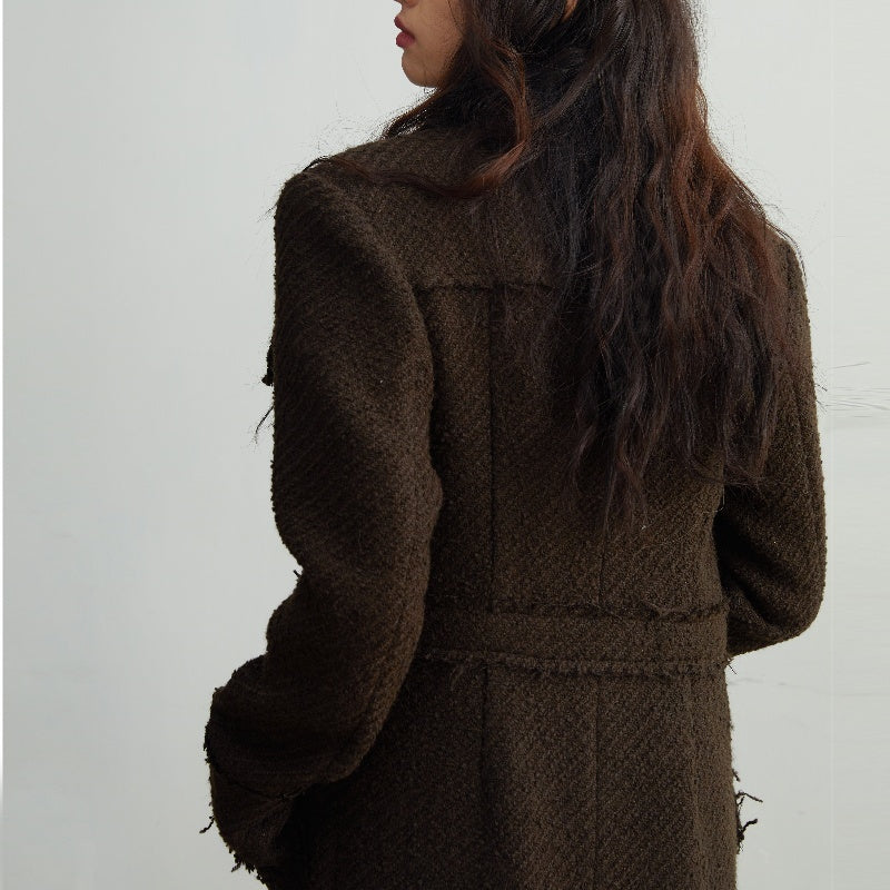 Fringe Damage Wandering Artist Long Woolen Coat