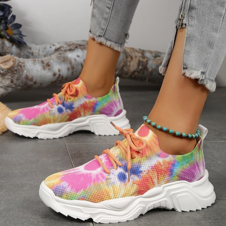 Casual Flower Sports Shoes Women Flat Bottom Plus Size