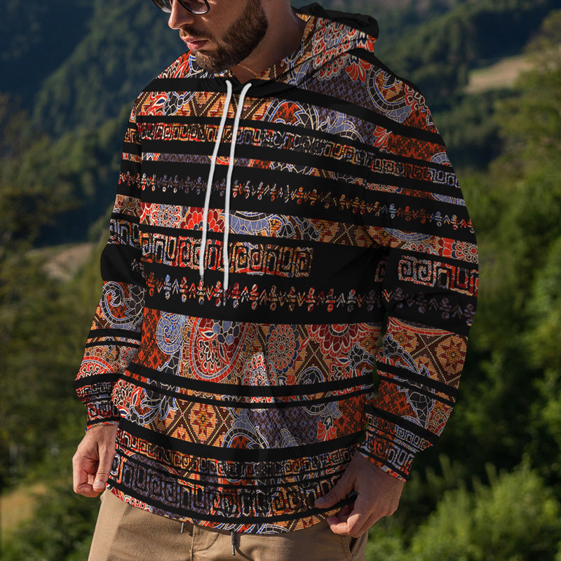 Ethnic Series Printed Hoodie Men's Sweater