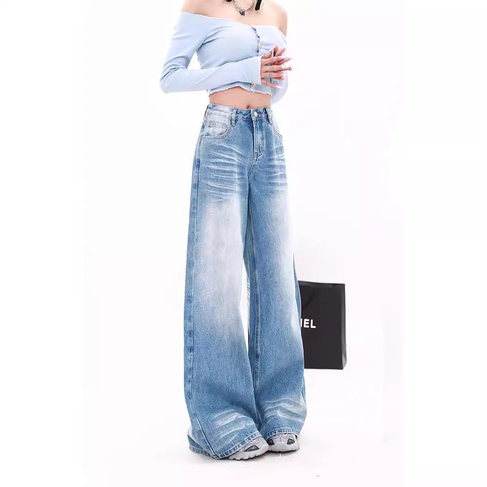 Narrow High Waist Straight Mop Pants