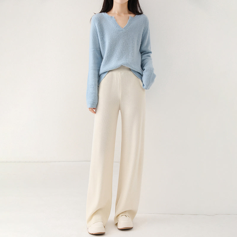 High Waist Casual All-match Knitted Mop Trousers Thickened