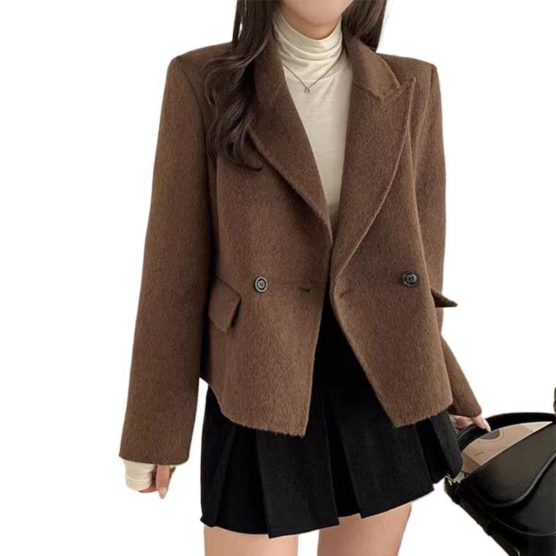 Women's Solid Color Casual Loose Woolen Jacket