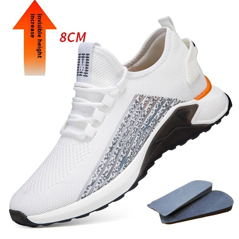 Men's Round Head Mesh Fabric Casual Shoelace Invisible Height Increasing