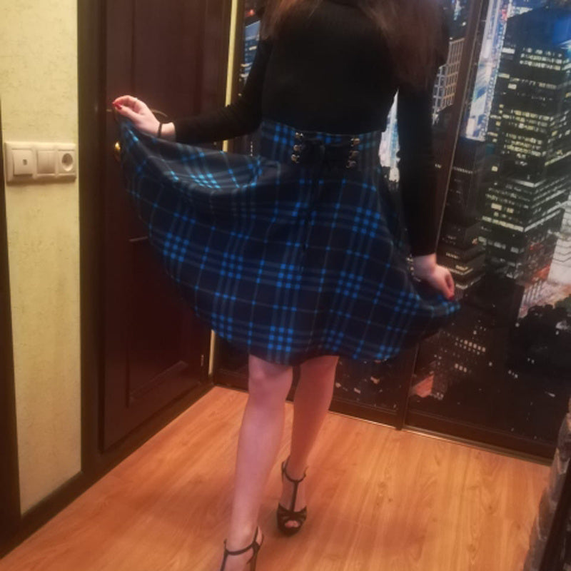 Irregular plaid skirt