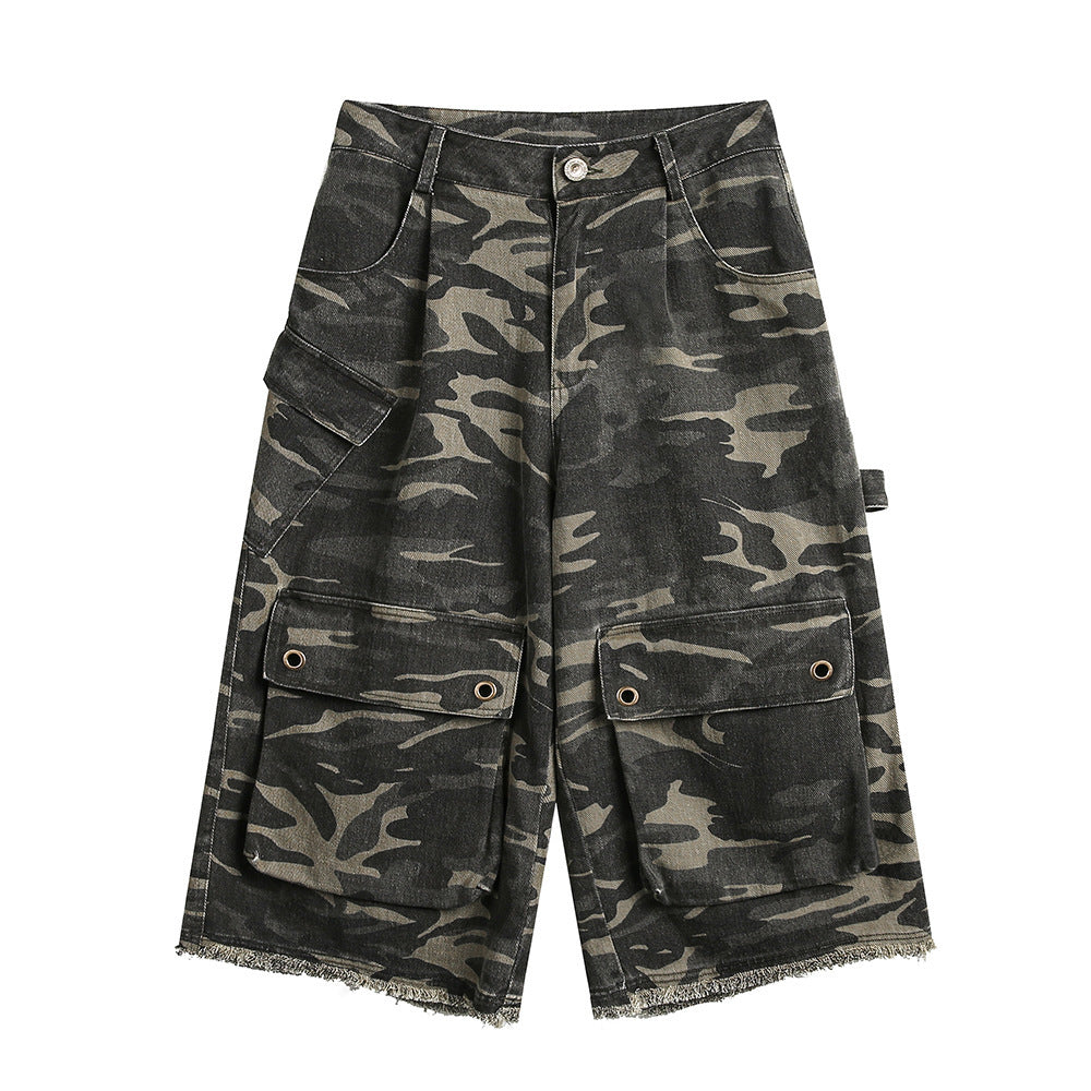 Camouflage Multi-pocket Cropped Pants Men's Outdoor Sports