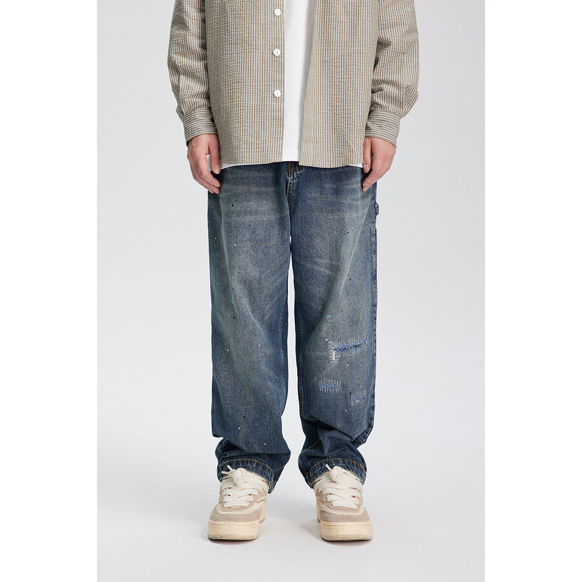 Spring New Versatile Loose Straight Washed Jeans