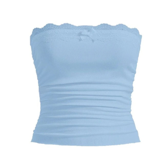 Wrapped Chest Pleated Solid Color Vest Top