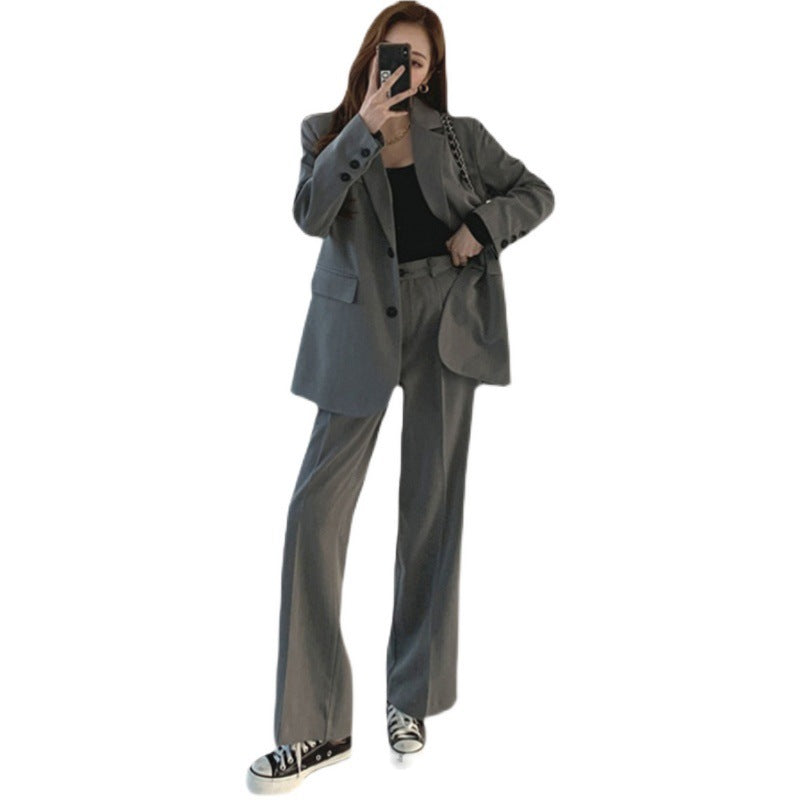 Women's Loose Korean Style Gray Suit