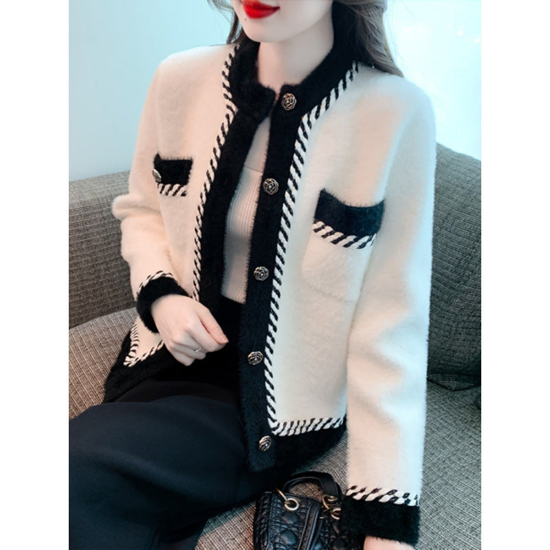 Mink-like Wool Knitted Cardigan Top