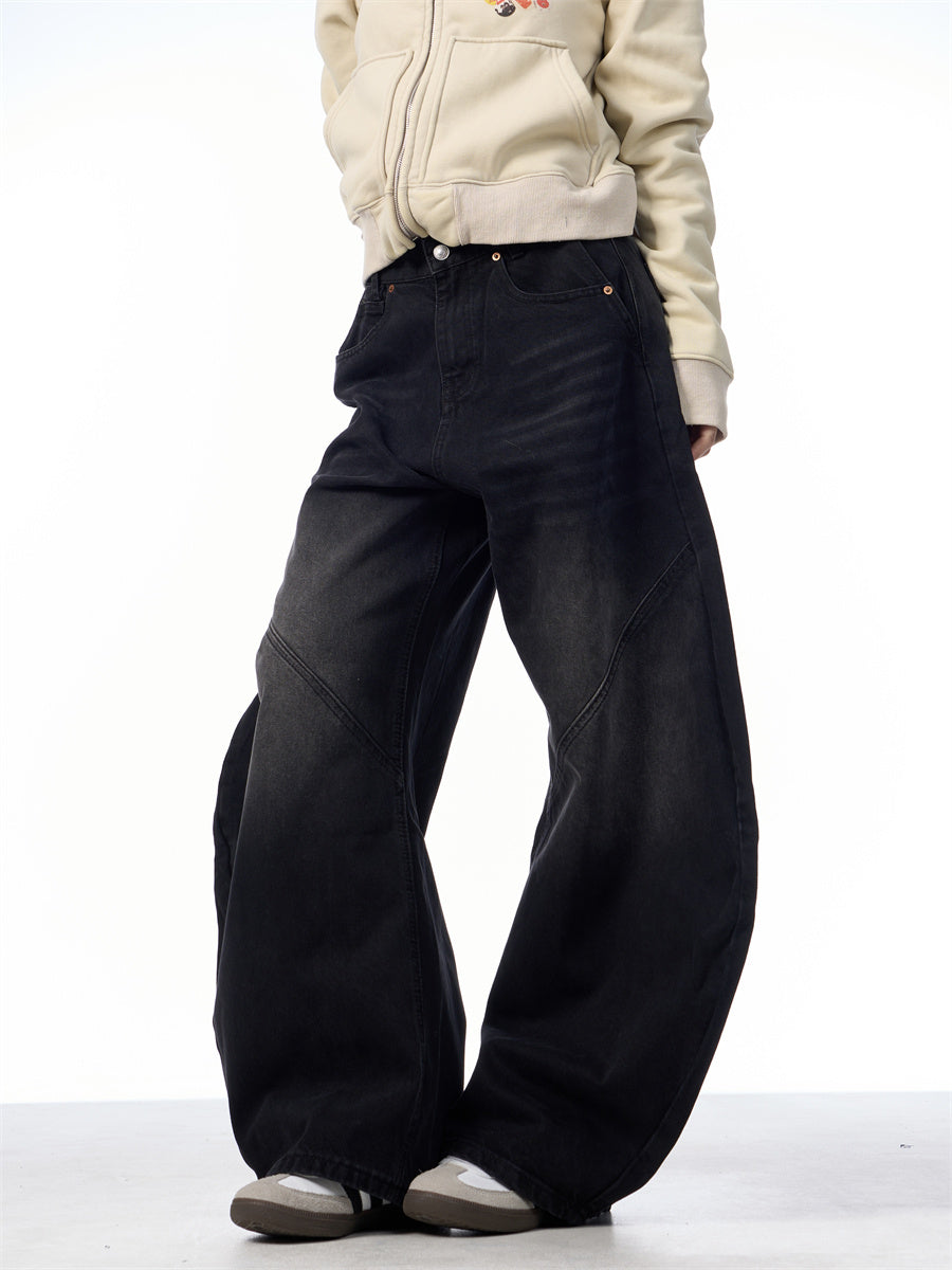 Retro Black Jeans Women's Straight Loose Wide-leg Pants