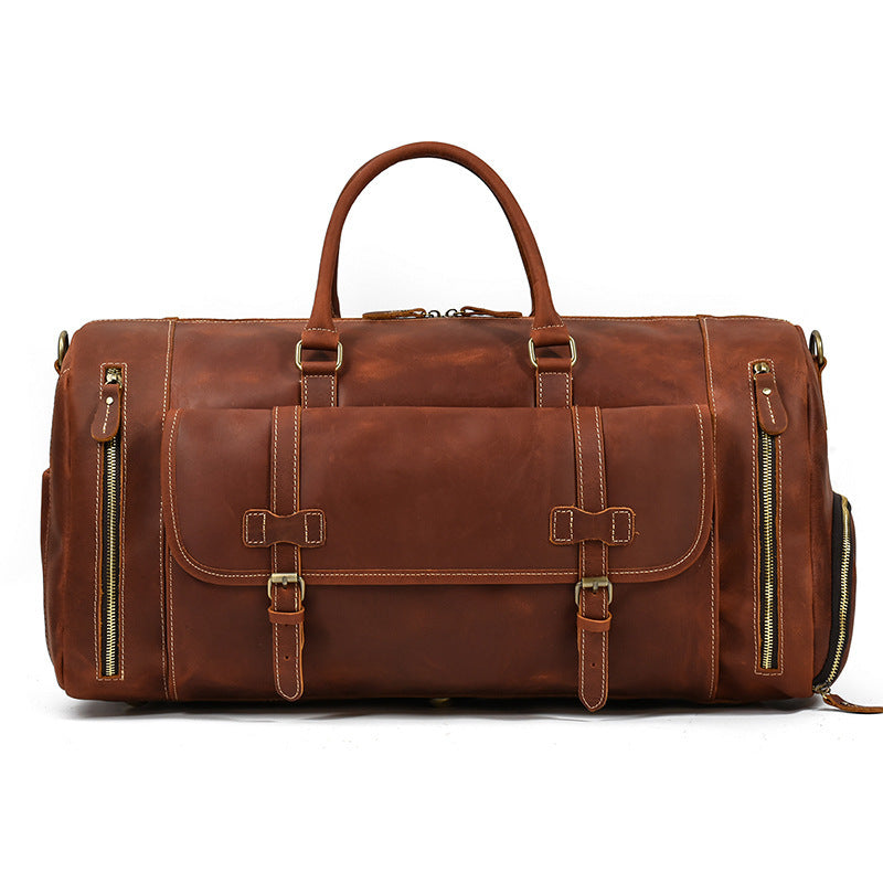 Fashion Vegetable Tanned Leather Travel Bag Men