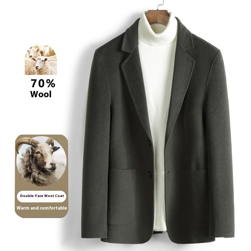 Sheep Wool Double-faced Woolen Goods Suit Short Gentleman Business Men's Jacket