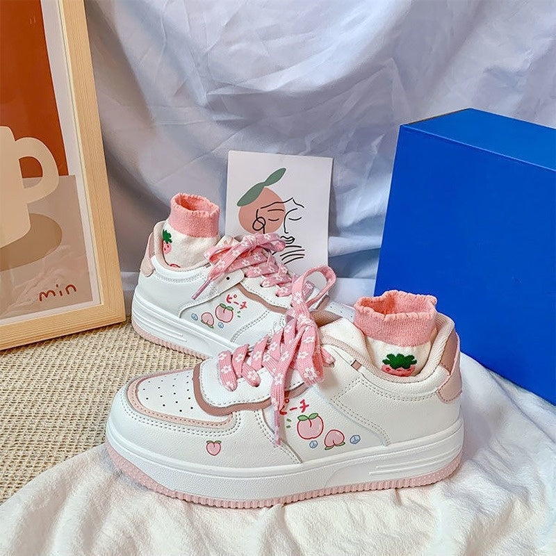 Girl Heart Peach Cute Rubber Sneakers