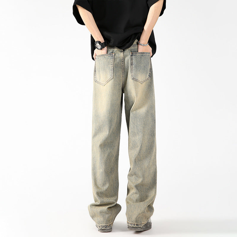 American Retro Yellow Mud Jeans For Men