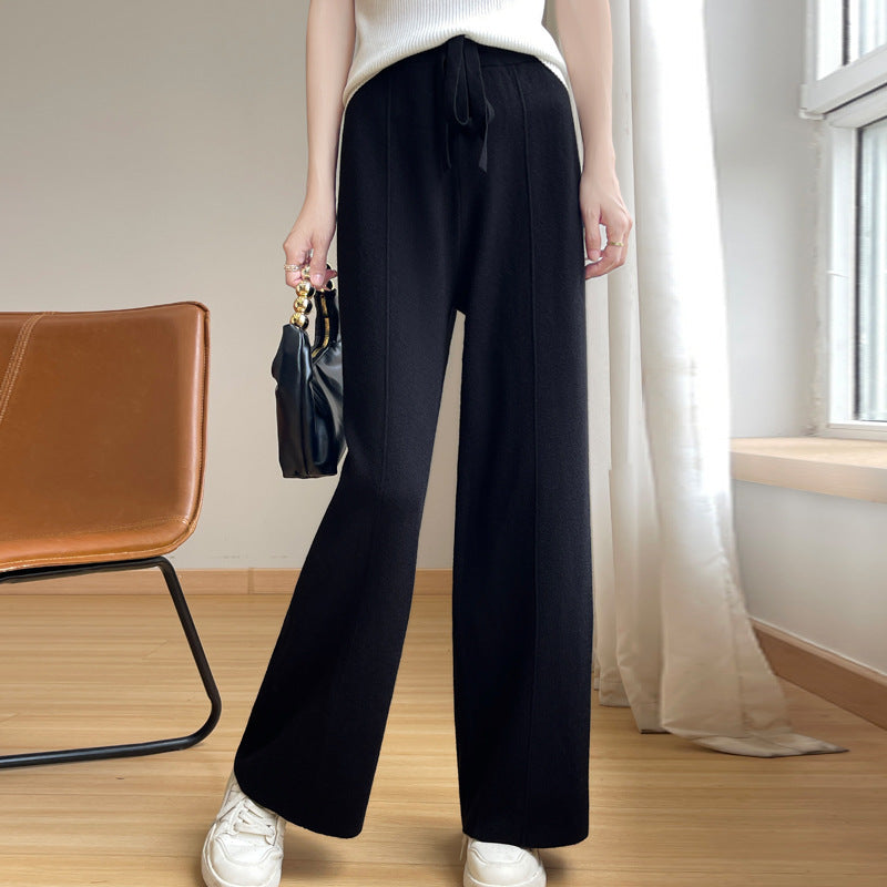 Autumn And Winter New High Waist Loose And Slimming Knitted Trousers