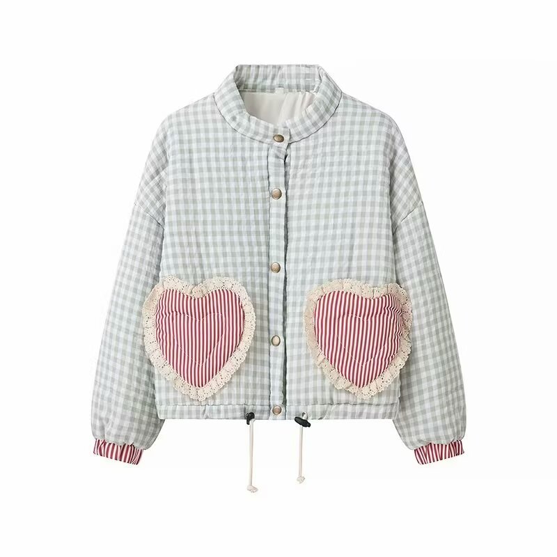 Women's Love Plaid Cotton-padded Coat