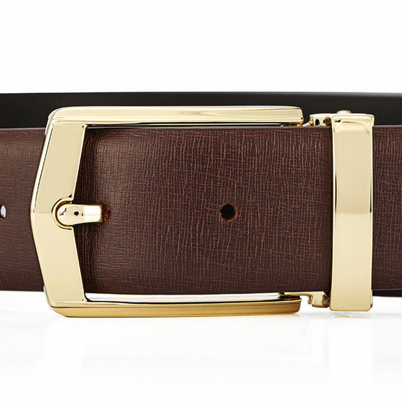 First Layer Cowhide Men's Simplicity Pin Buckle Belt