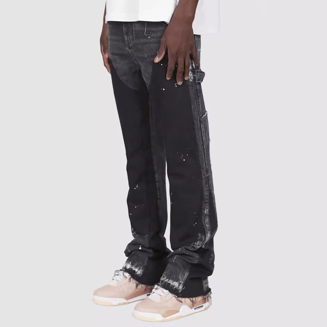 Men's Denim Overalls Laminated Bell-bottom Pants