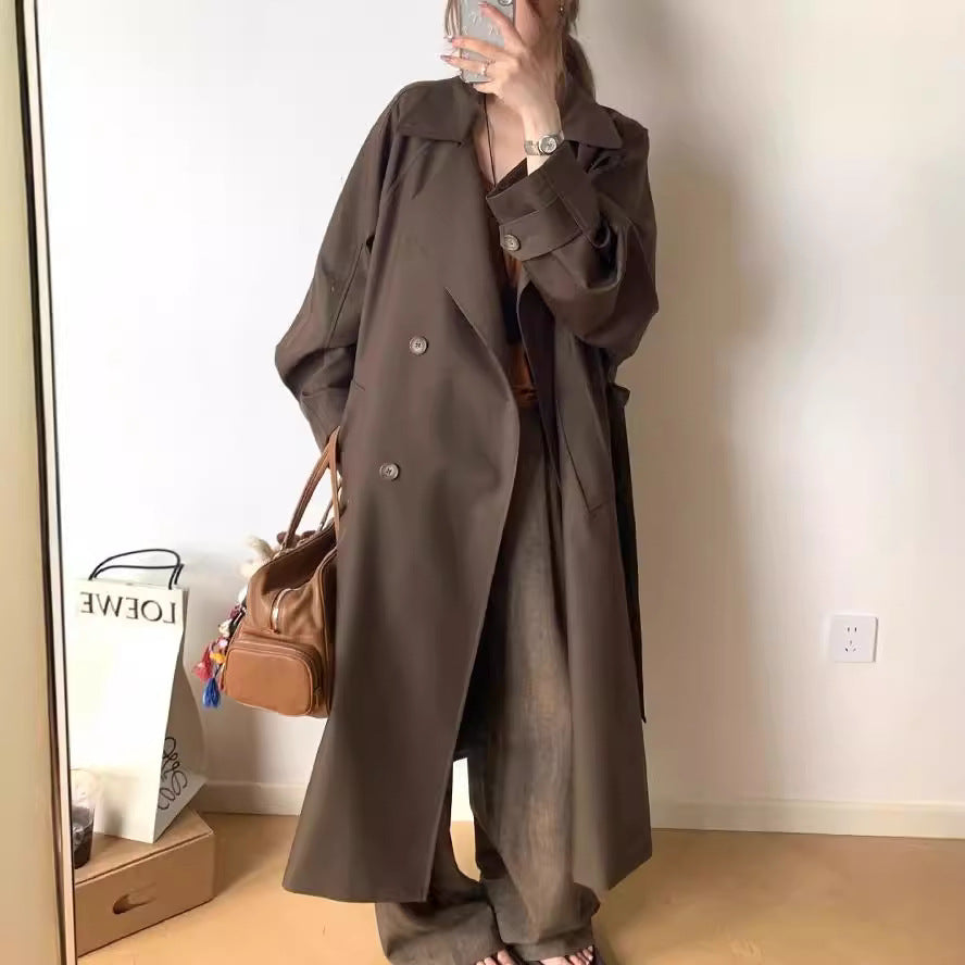 Early Autumn Lapel Long Trench Coat Raglan Sleeve Wide Version