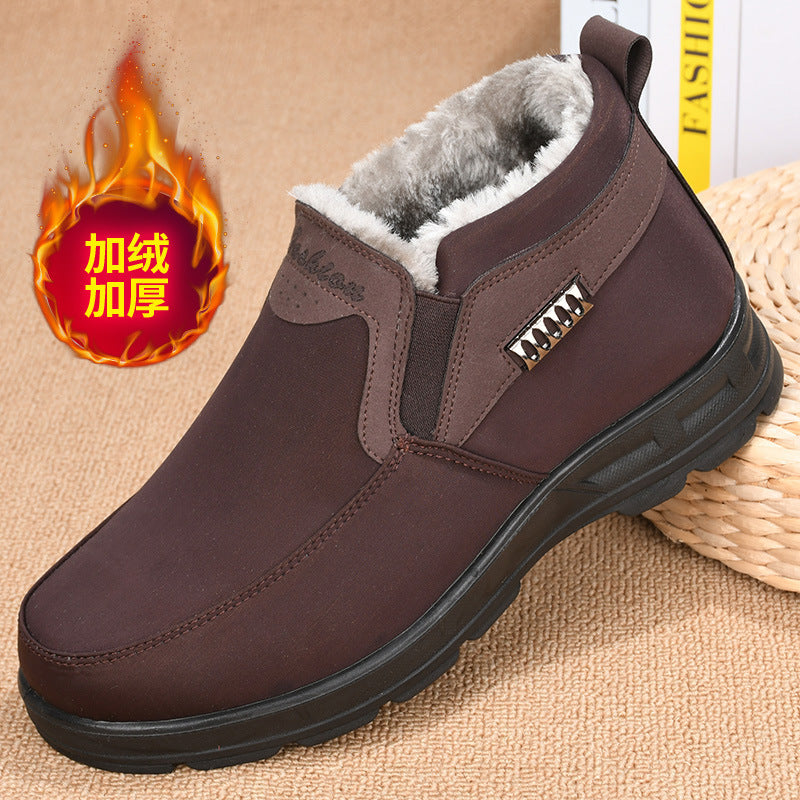 Winter Fleece-lined Thick Waterproof Warm Men's Cotton Shoes