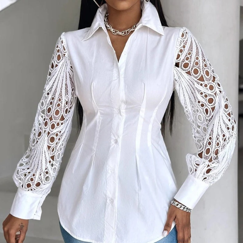 New Women's Lace Stitching Long-sleeved Shirt