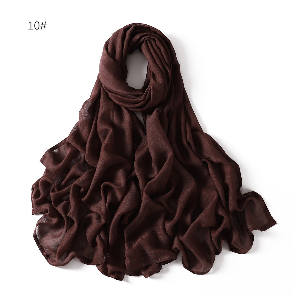 Solid Color Wide-brimmed Cotton And Linen Monochrome Scarf Veil