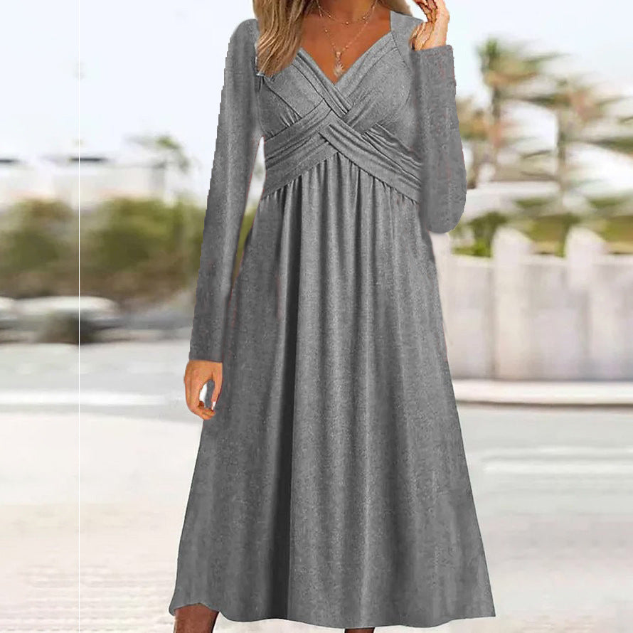 European And American Autumn And Winter New Long Sleeve Casual Loose Cross Dress Women