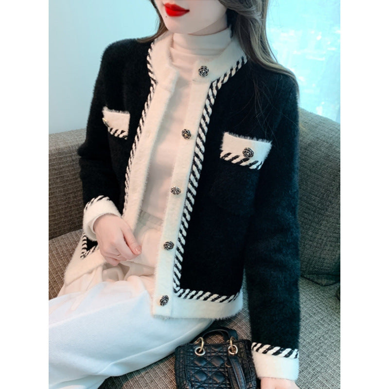 Mink-like Wool Knitted Cardigan Top