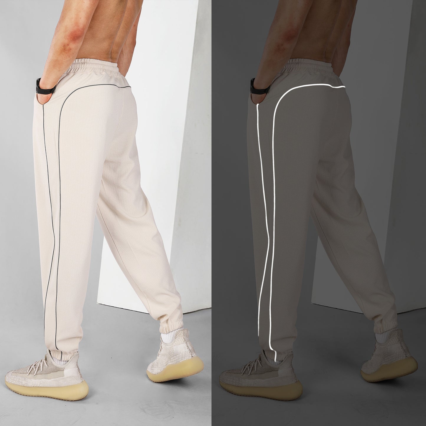 Running Training Reflective Ankle-tied Slim Fit Exercise Casual Pants Men