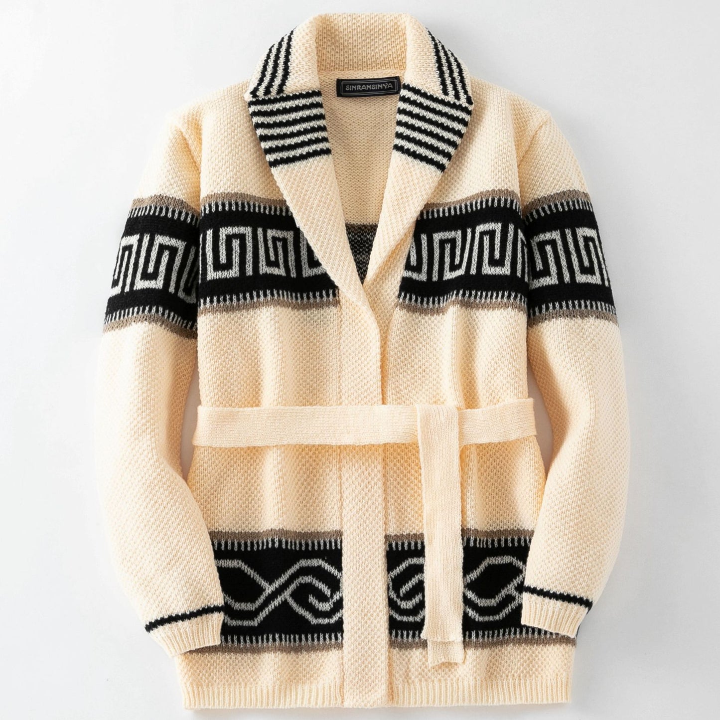 Men's Fashion Jacquard Knitted Sweater Coat