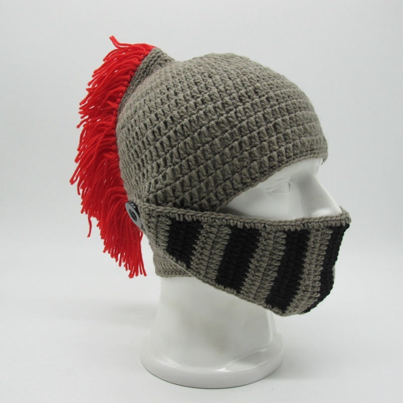 Funny Hat Creative Hand-woven Knight Hat Helmet Shape